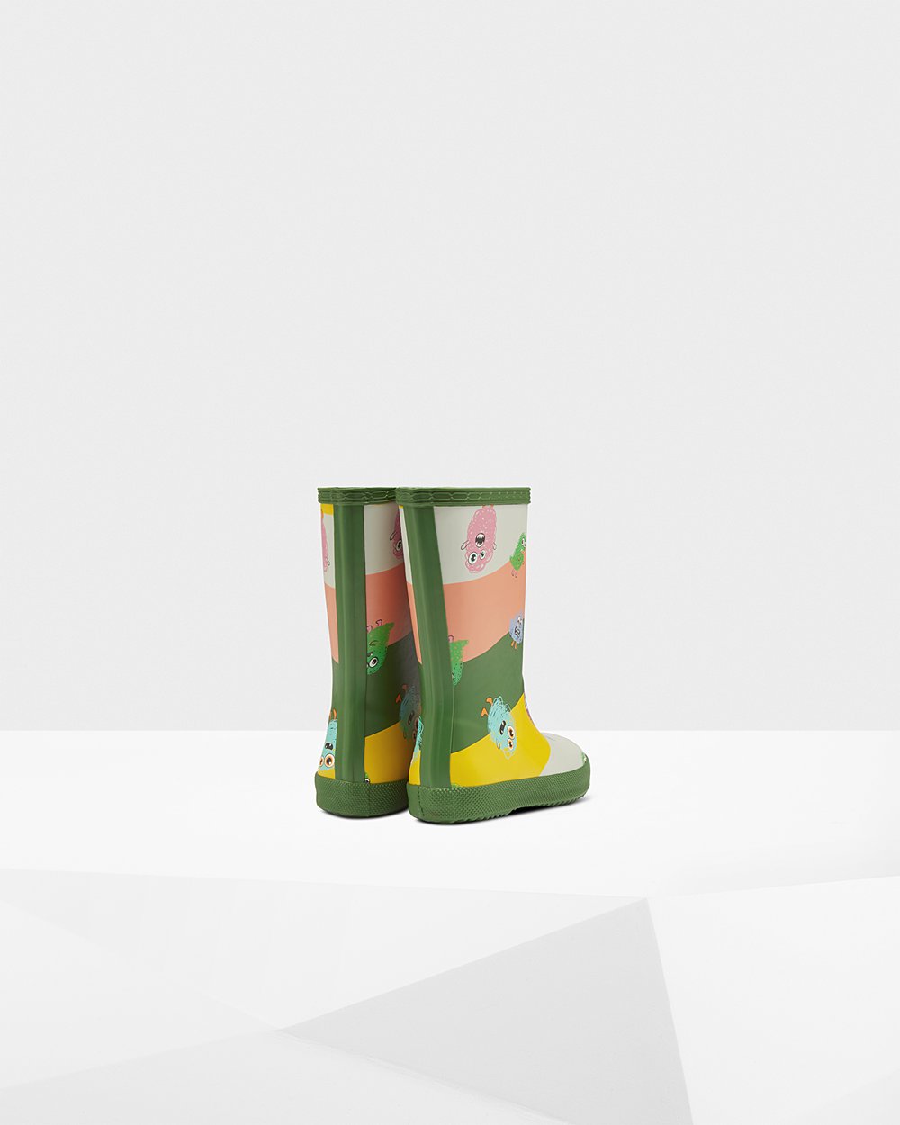 Kids Hunter Original First Classic Scribble Print | Rain Boots Green | NZ-58324-PGIX